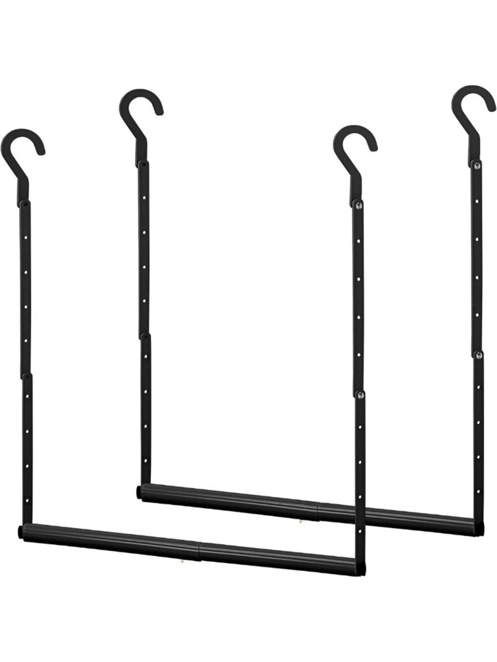 Adjustable Closet Rods for Hanging Clothes - 2 Pack, Space-Saving Black Storage